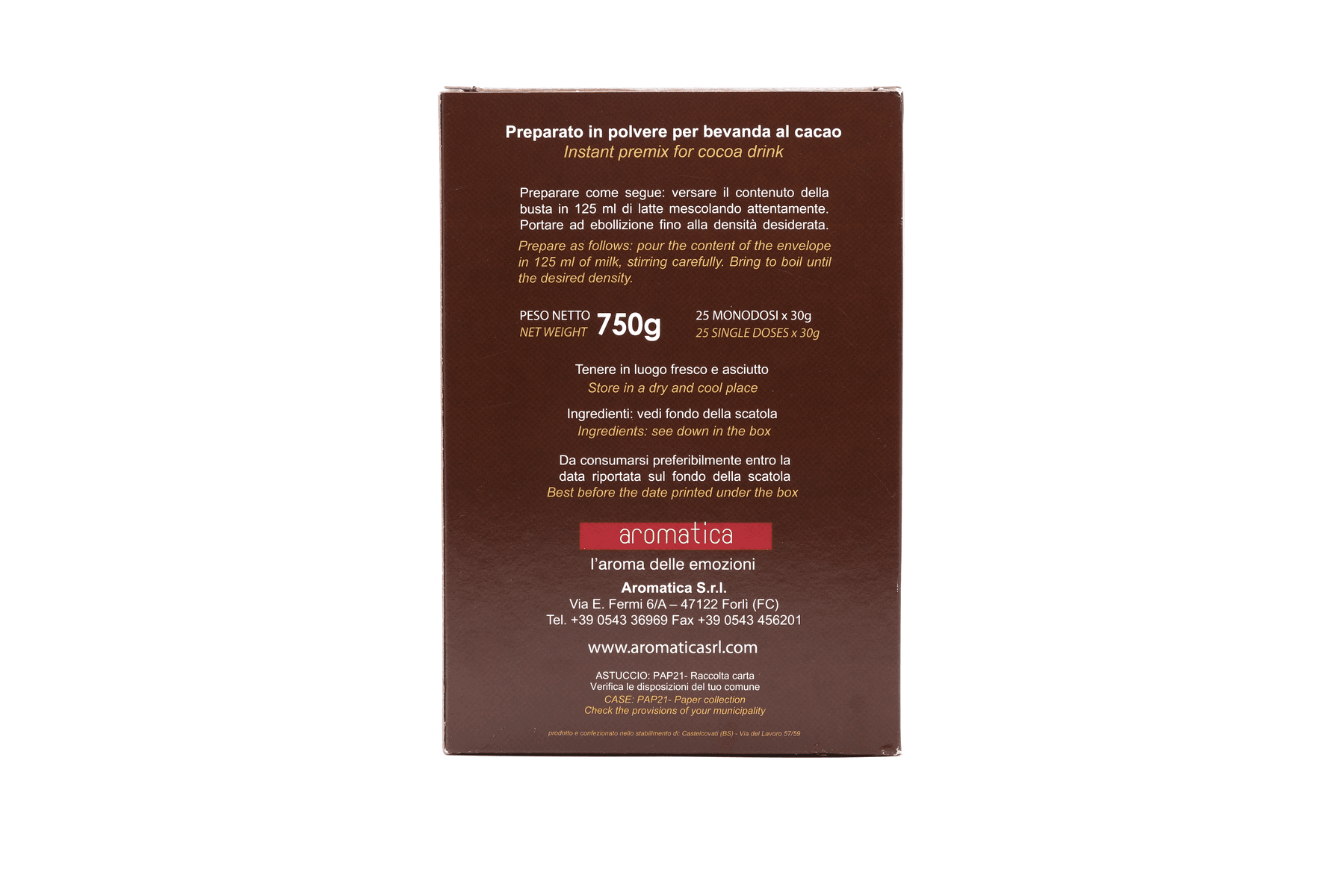 Cioccolata Solubile Conf.da 25 Buste Monodose